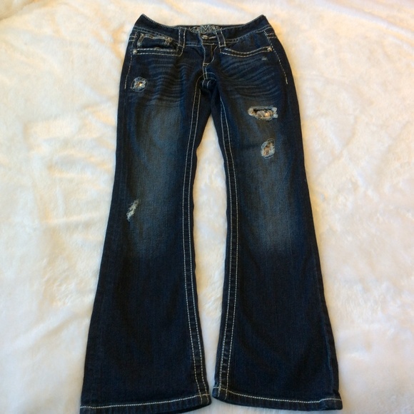 Maurices Boot Cut Bling Sequin Jeans 1 2 Low Rise - Picture 7 of 8